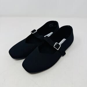 Steve Madden Black Mary Jane Flats with Silver Buckle